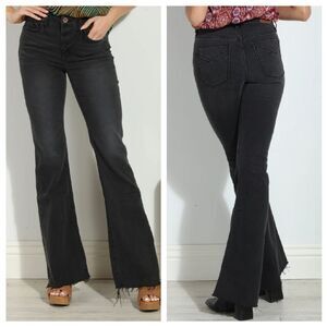 GUC Black Raw Hem Unpublished Flare Jeans